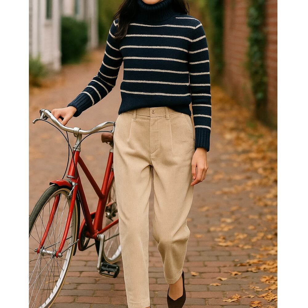 Alex Mill Boy Pants Womens Almond Milk Rugged Corduroy Pleated Trousers sz 6